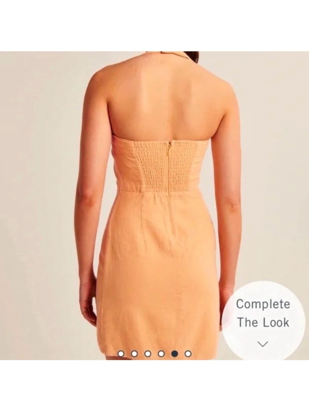 Abercrombie & Fitch Linen Blend Halter Dress Orange - Picture 2 of 4